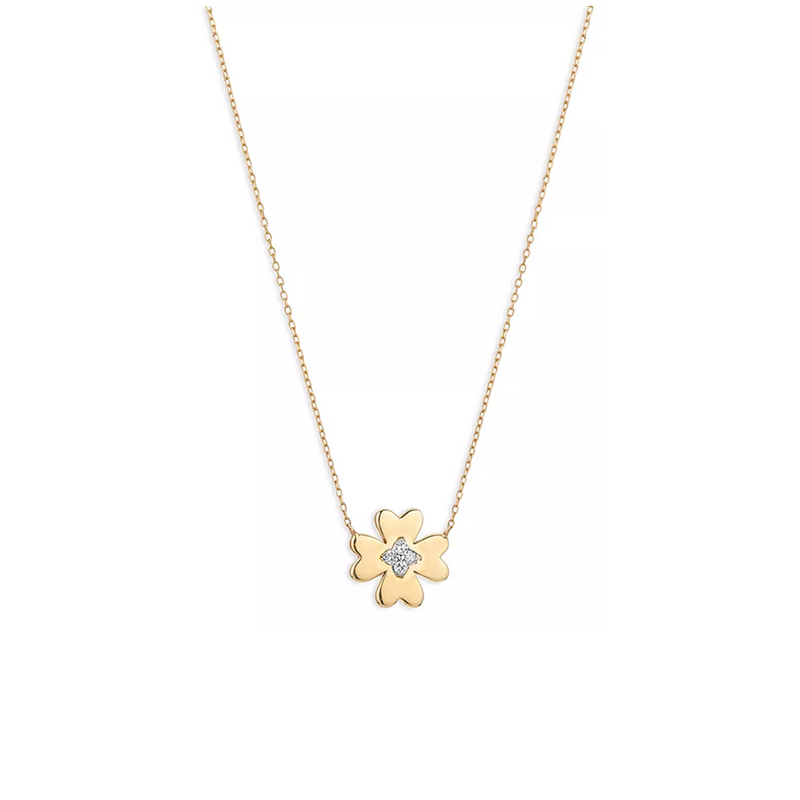 Diamond Clover Necklace | 14K Gold