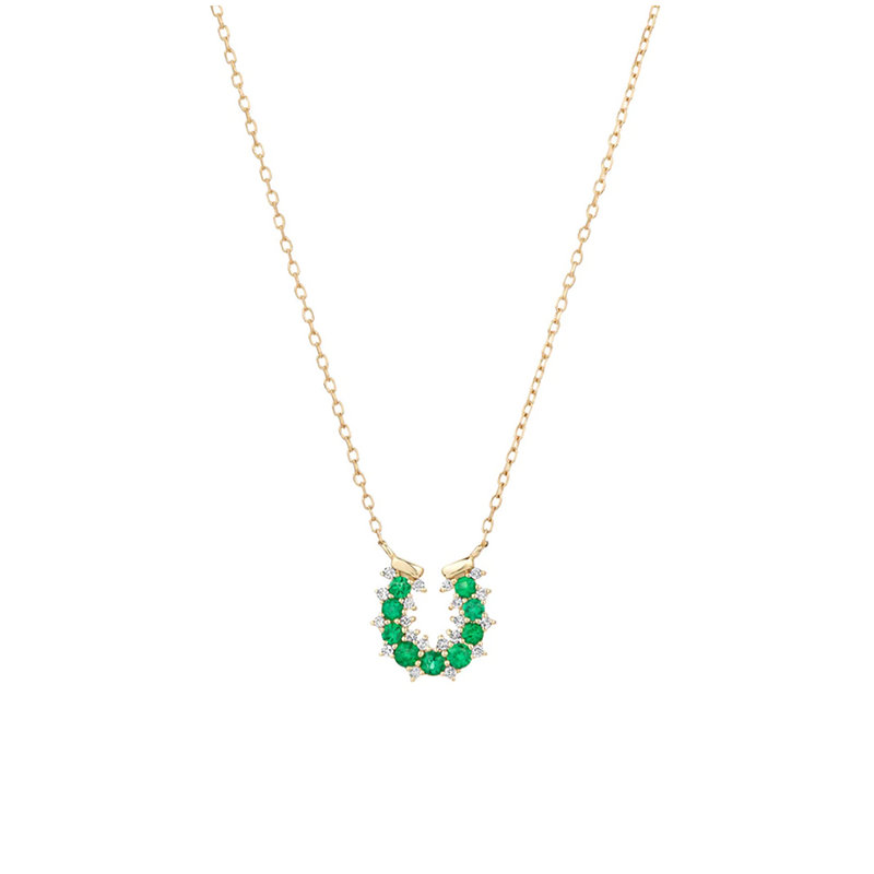 Emerald + Diamond Horseshoe Necklace