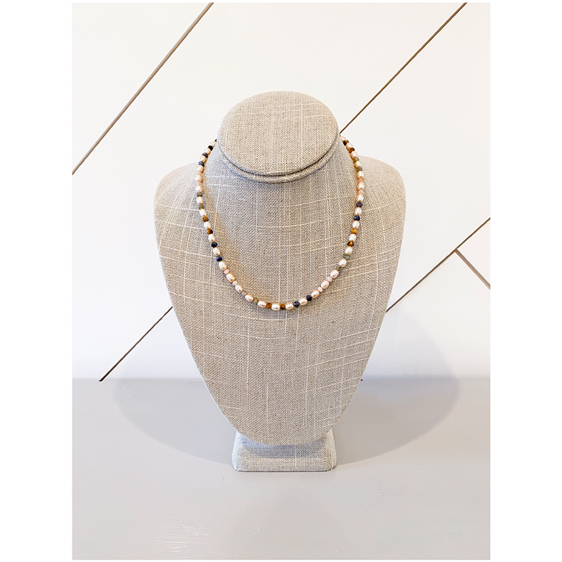 Champagne Pearl Necklace with Sunflower Toggle