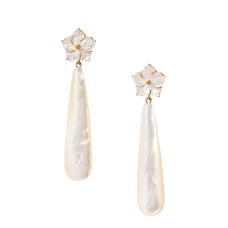 Plumeria Drop Earrings | Mother of Pearl