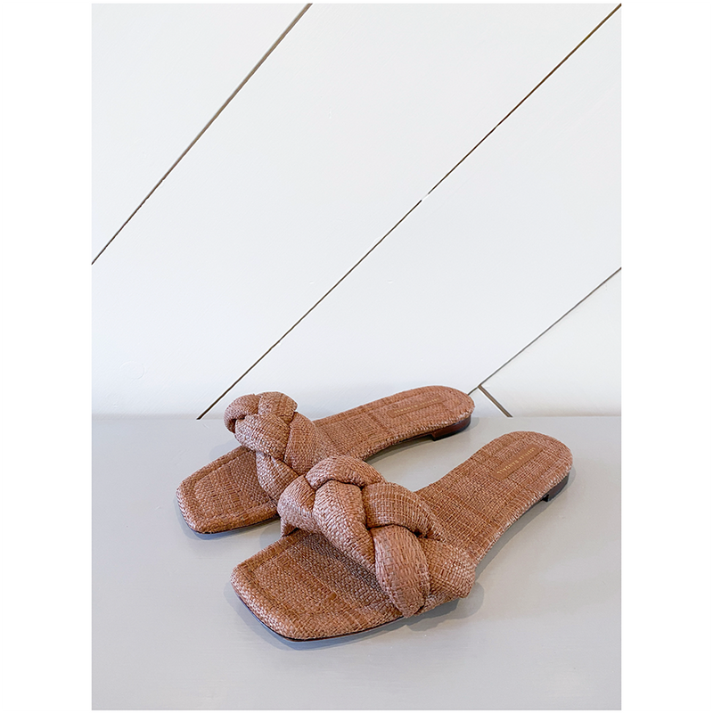 Joanna Braided Flat Sandal | Brown