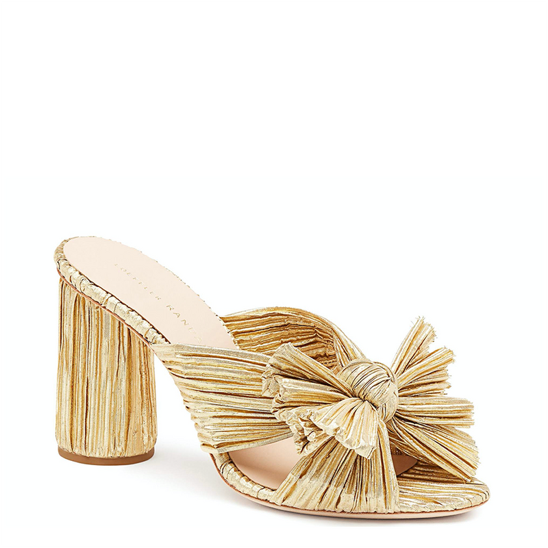 Penny Pleated Bow Heel | Gold