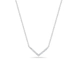 Tiny Pavé V Necklace | 14K White Gold