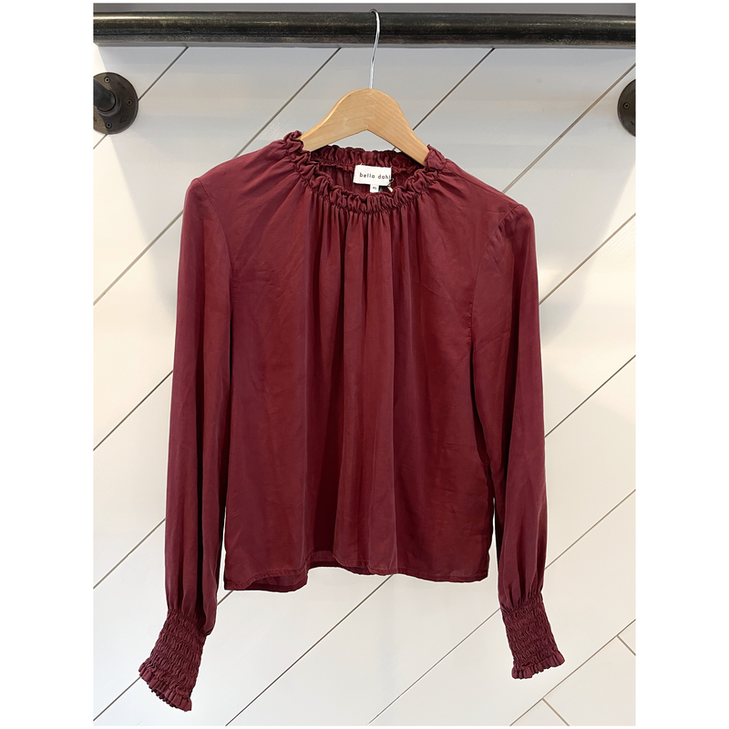Shirred Blouse | Red Wine